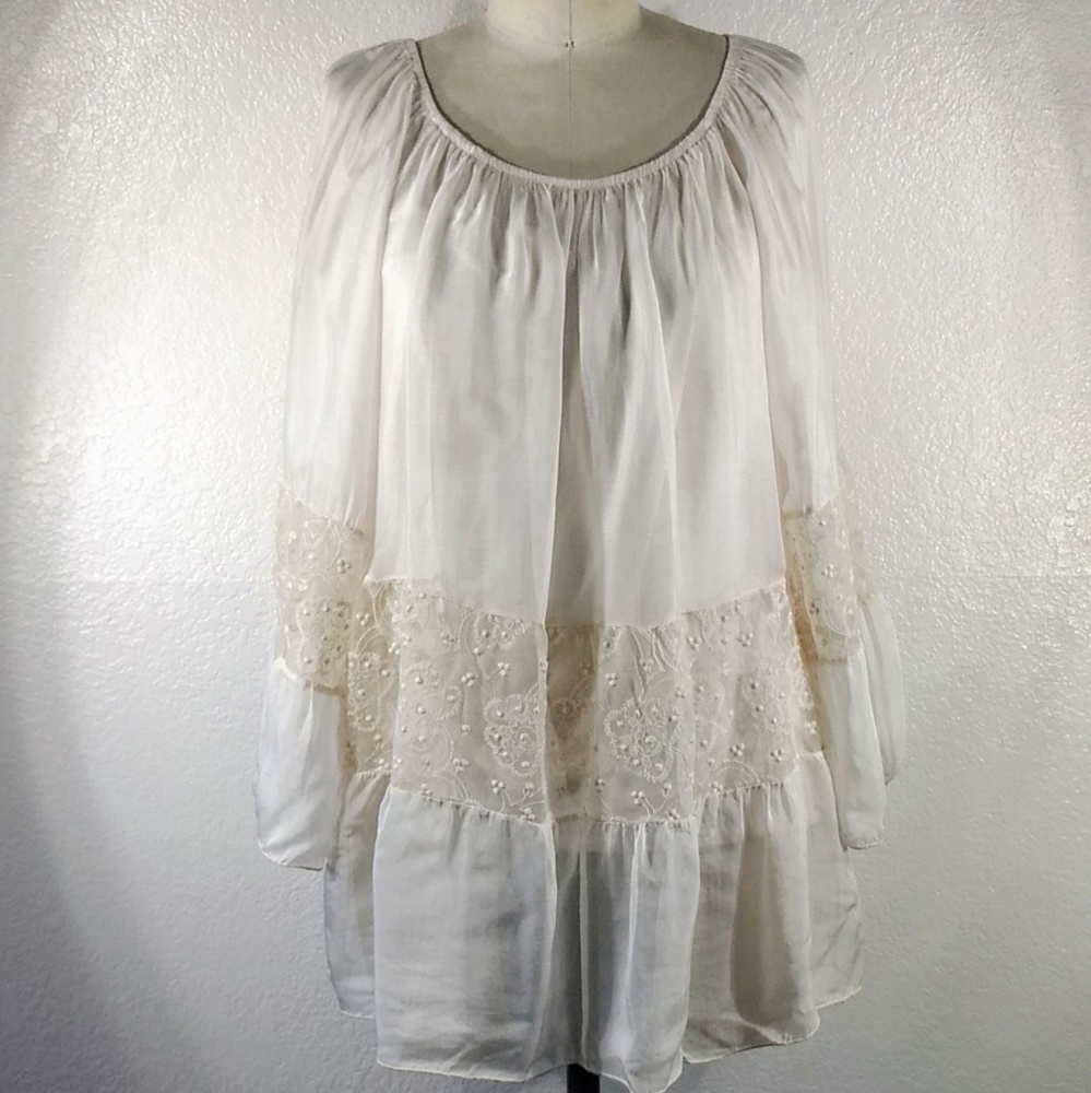 Made in Italy Silk Blouse Artemis with slip Sz OS